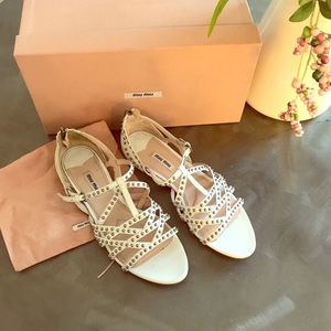 Miu Miu studded flat sandals, NWT